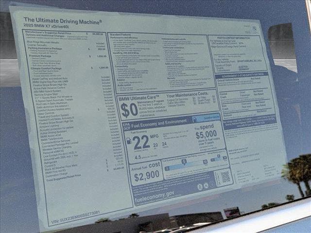 new 2025 BMW X7 car, priced at $90,850