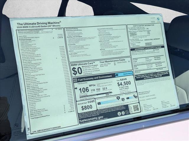 new 2026 BMW i5 car, priced at $71,690