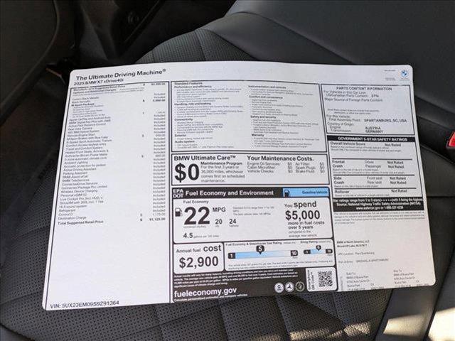 new 2025 BMW X7 car, priced at $91,125