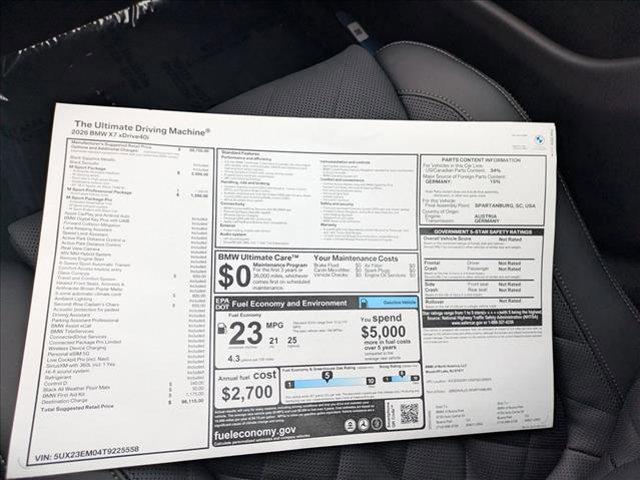 new 2026 BMW X7 car, priced at $96,115