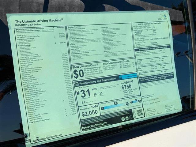 new 2025 BMW 330 car, priced at $51,625