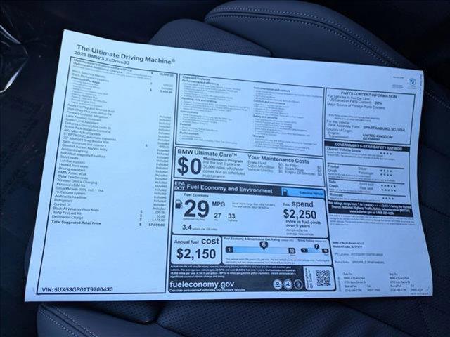 new 2026 BMW X3 car, priced at $57,075