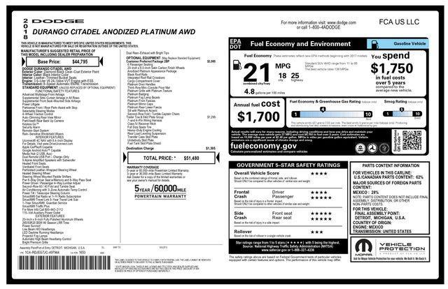 used 2018 Dodge Durango car, priced at $25,193