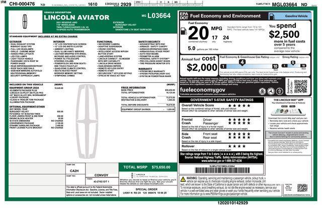 used 2021 Lincoln Aviator car, priced at $33,799