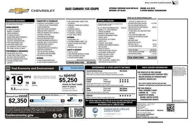used 2022 Chevrolet Camaro car, priced at $42,793