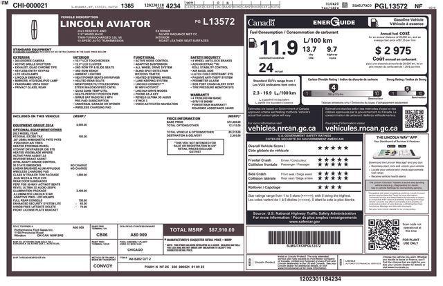 used 2023 Lincoln Aviator car, priced at $50,993
