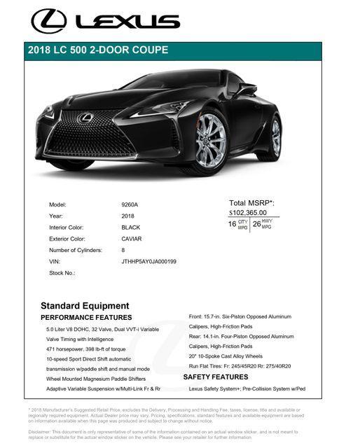 used 2018 Lexus LC 500 car, priced at $61,299