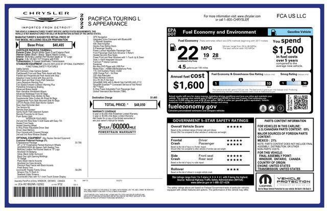 used 2022 Chrysler Pacifica car, priced at $63,993