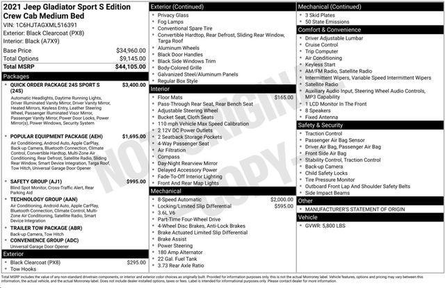 used 2021 Jeep Gladiator car, priced at $22,693