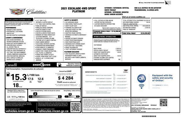 used 2021 Cadillac Escalade car, priced at $68,500