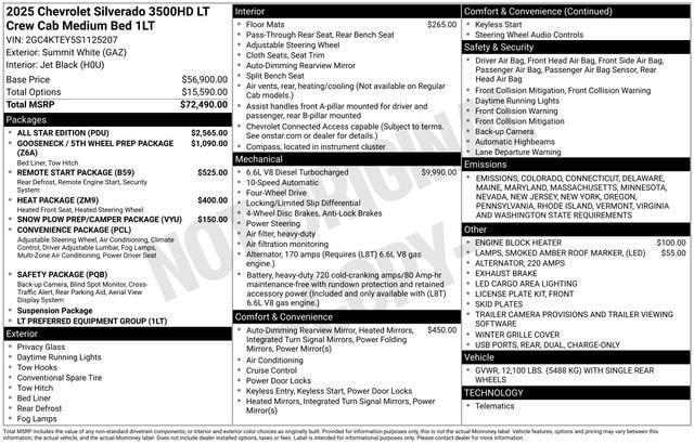 new 2025 Chevrolet Silverado 3500 car, priced at $72,620