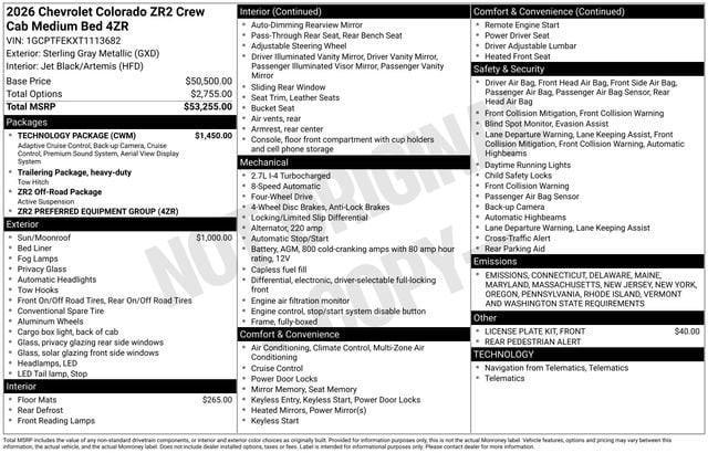 new 2026 Chevrolet Colorado car, priced at $55,385
