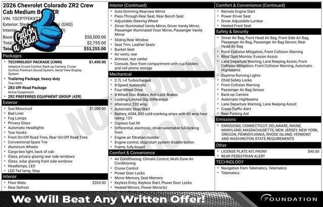 new 2026 Chevrolet Colorado car, priced at $55,385