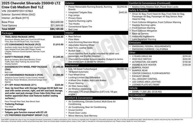 new 2025 Chevrolet Silverado 2500 car, priced at $83,984