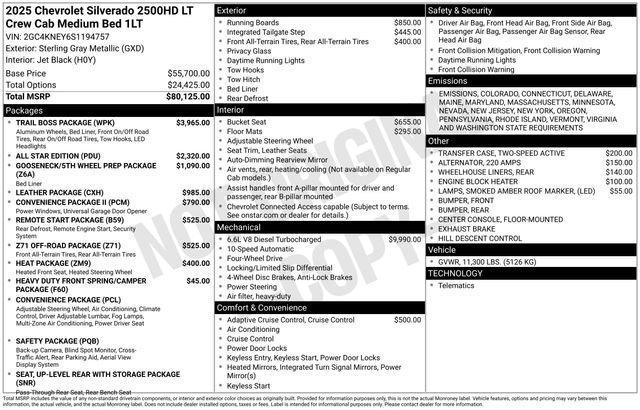 new 2025 Chevrolet Silverado 2500 car, priced at $78,815