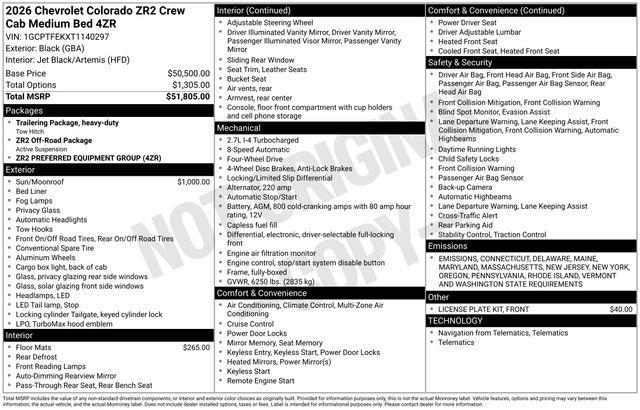 new 2026 Chevrolet Colorado car, priced at $50,865