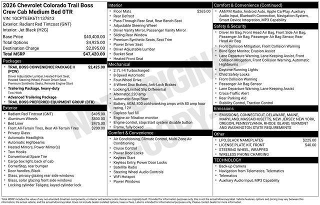 new 2026 Chevrolet Colorado car, priced at $43,110
