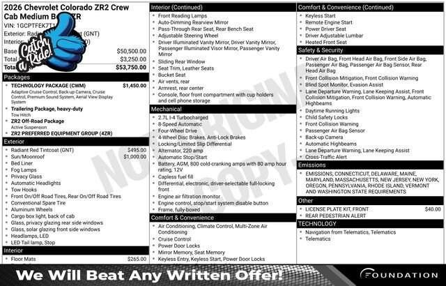 new 2026 Chevrolet Colorado car, priced at $55,880