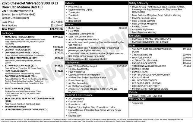 new 2025 Chevrolet Silverado 2500 car, priced at $76,904