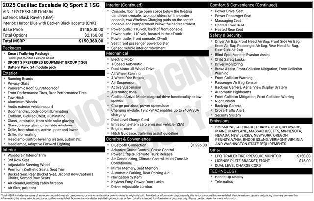 new 2025 Cadillac Escalade IQ car, priced at $152,635