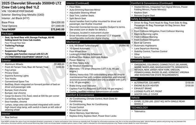 new 2025 Chevrolet Silverado 3500 car, priced at $76,835