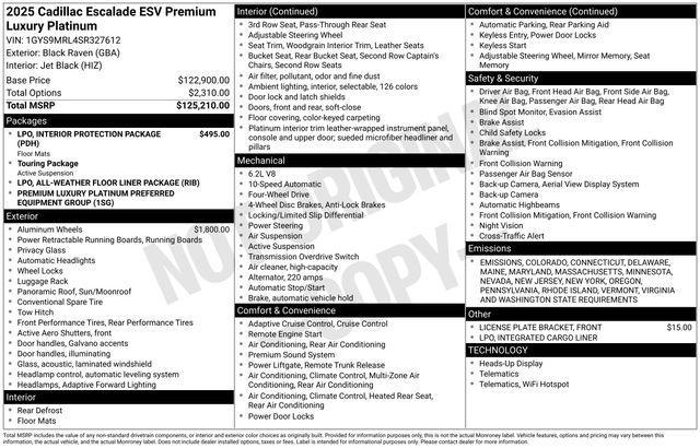 new 2025 Cadillac Escalade ESV car, priced at $127,390