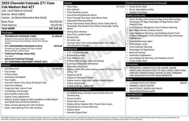 new 2025 Chevrolet Colorado car, priced at $45,440