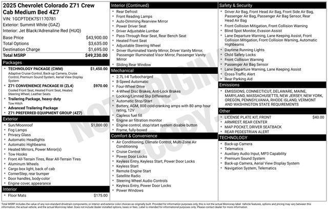 new 2025 Chevrolet Colorado car, priced at $42,980
