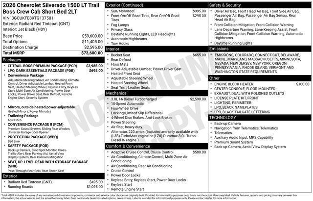 new 2026 Chevrolet Silverado 1500 car, priced at $64,180