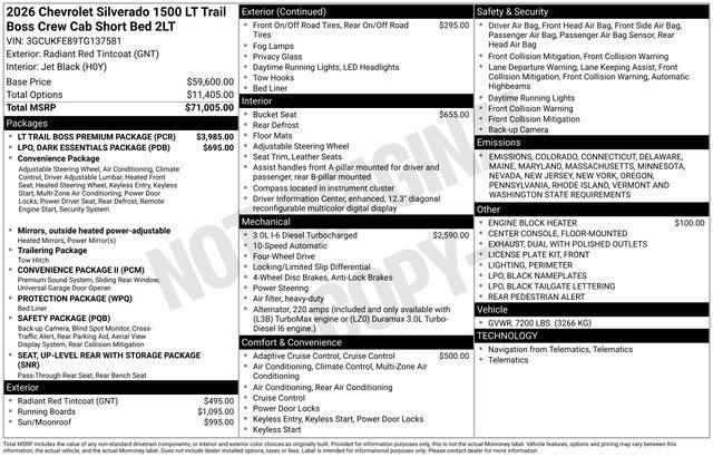 new 2026 Chevrolet Silverado 1500 car, priced at $69,700