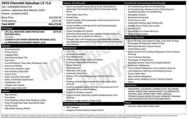 new 2025 Chevrolet Suburban car, priced at $67,690
