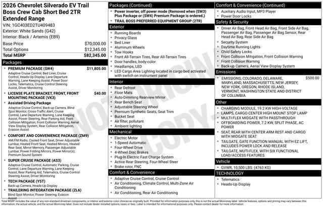 new 2026 Chevrolet Silverado EV car, priced at $79,125