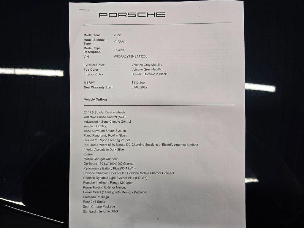 used 2022 Porsche Taycan car, priced at $58,335