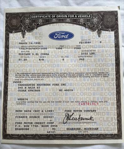 used 1995 Ford Mustang car, priced at $54,990