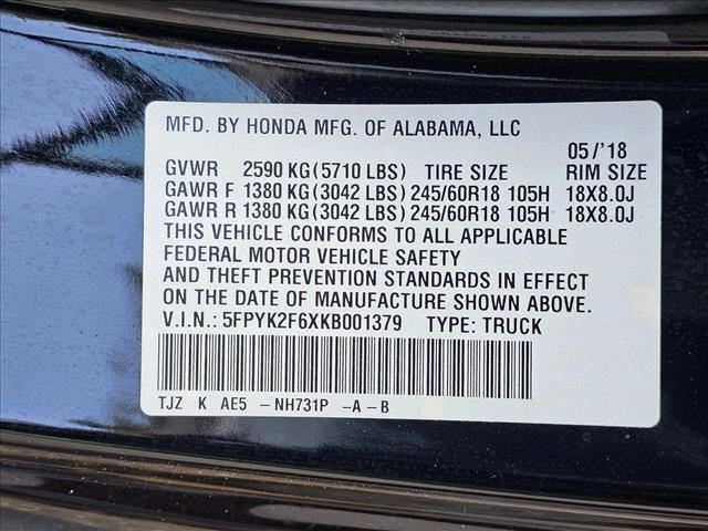 used 2019 Honda Ridgeline car, priced at $20,962