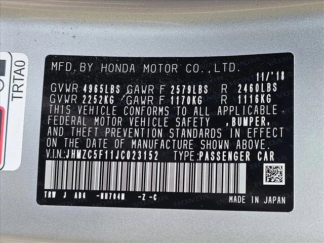 used 2018 Honda Clarity Plug-In Hybrid car, priced at $21,572