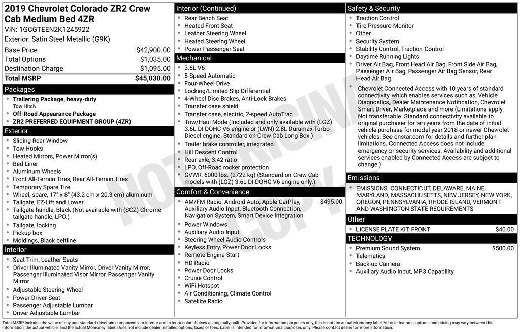 used 2019 Chevrolet Colorado car, priced at $31,498