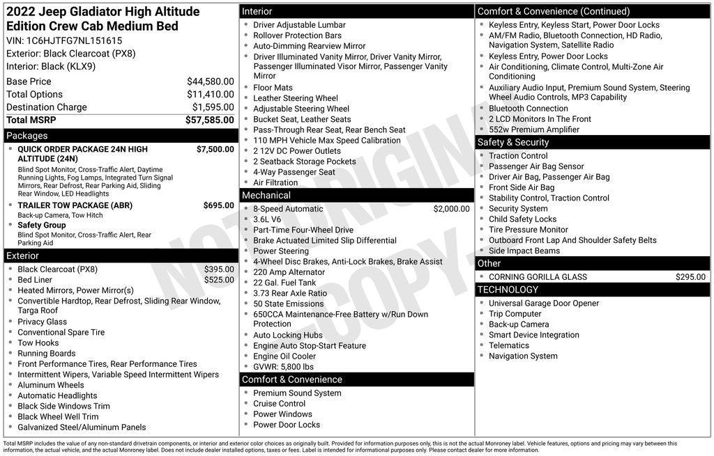 used 2022 Jeep Gladiator car, priced at $40,114