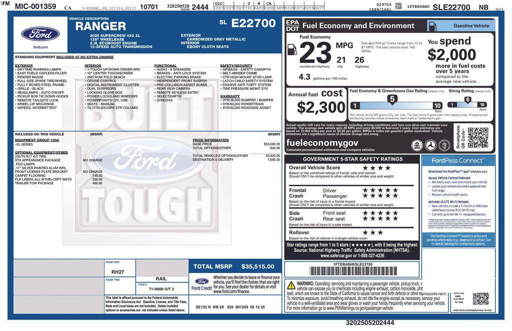 used 2025 Ford Ranger car, priced at $35,515