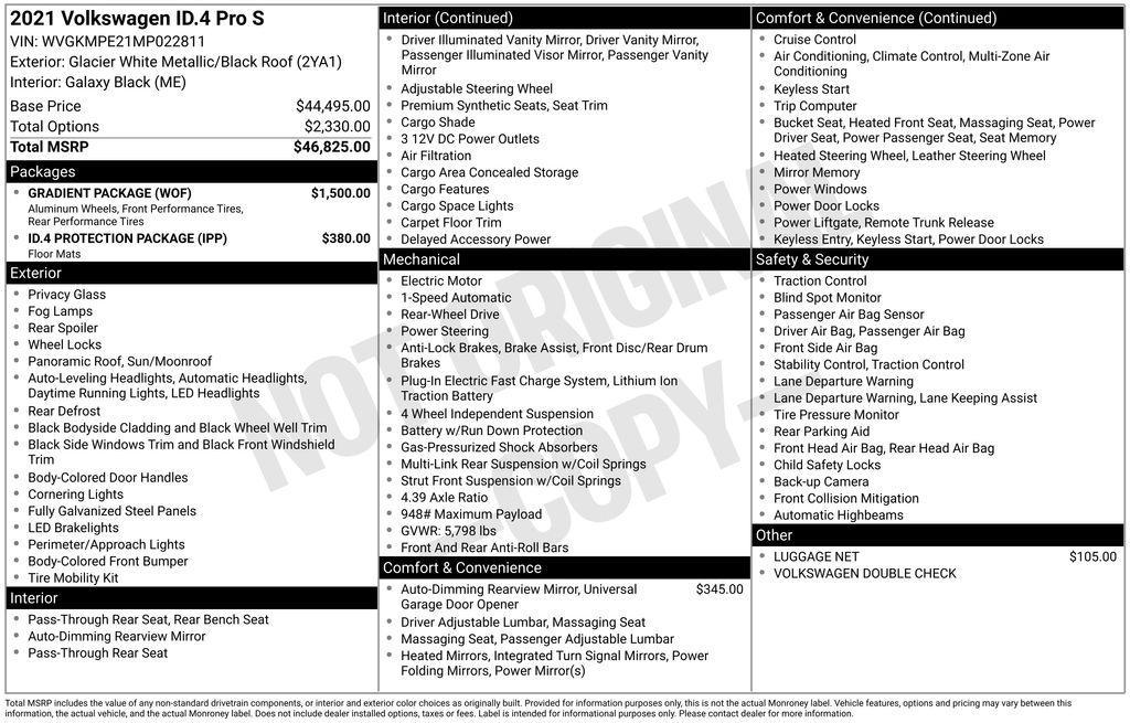 used 2021 Volkswagen ID.4 car, priced at $15,988