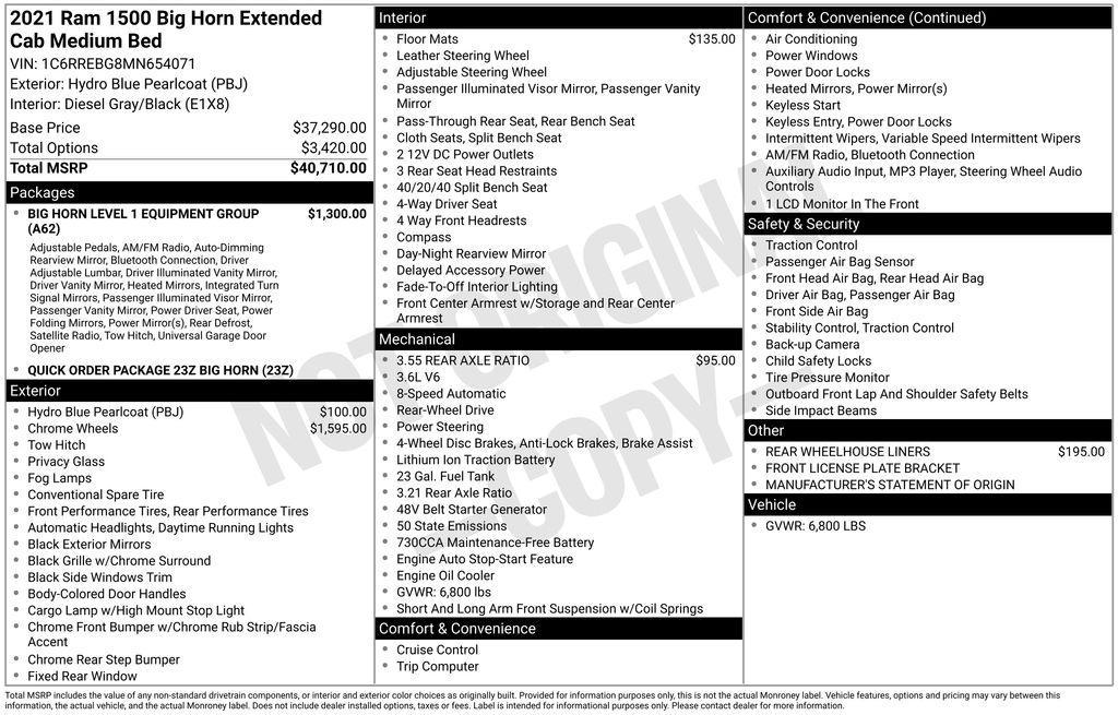used 2021 Ram 1500 car, priced at $26,988