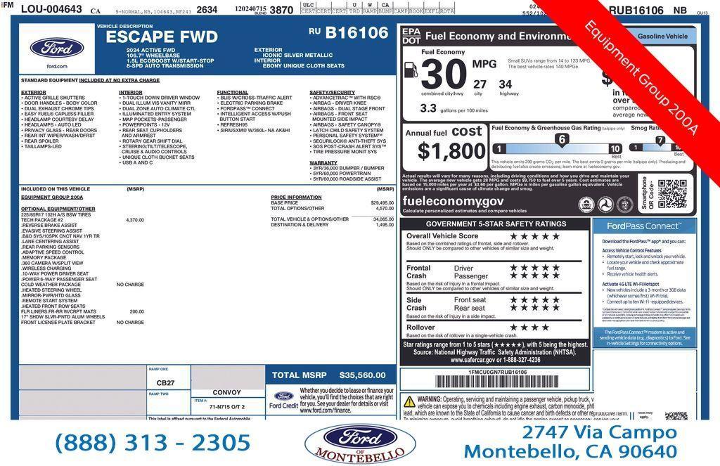 used 2024 Ford Escape car, priced at $25,060