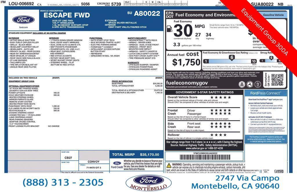 used 2025 Ford Escape car, priced at $28,670