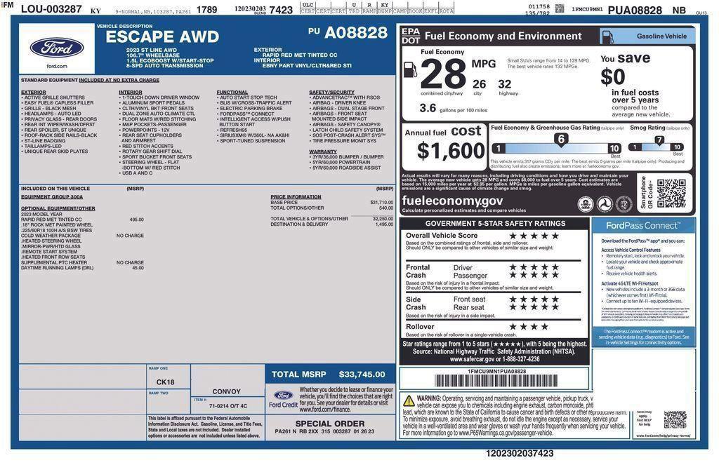 used 2023 Ford Escape car, priced at $21,988