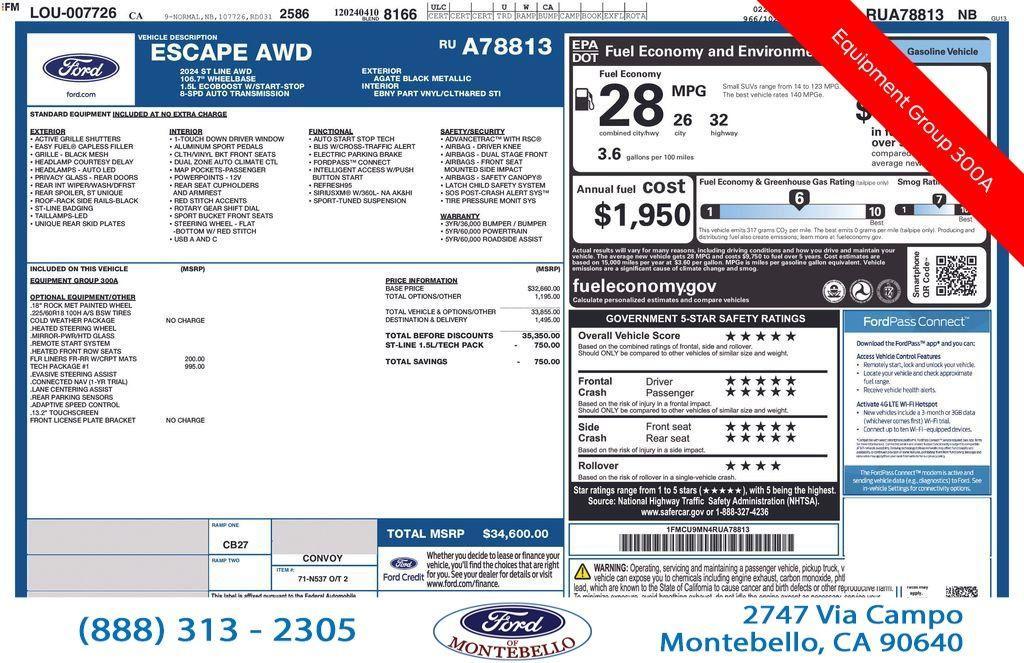 used 2024 Ford Escape car, priced at $24,100