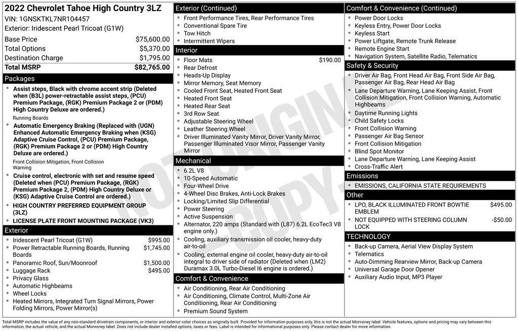 used 2022 Chevrolet Tahoe car, priced at $54,988