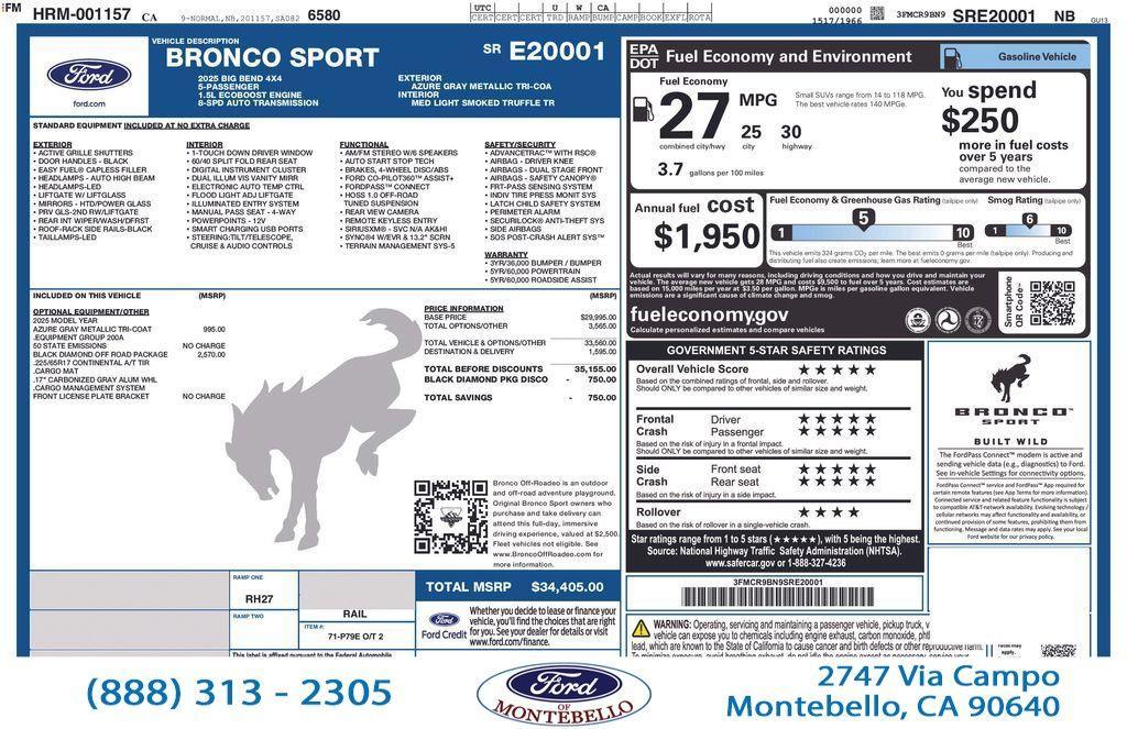 used 2025 Ford Bronco Sport car, priced at $30,405