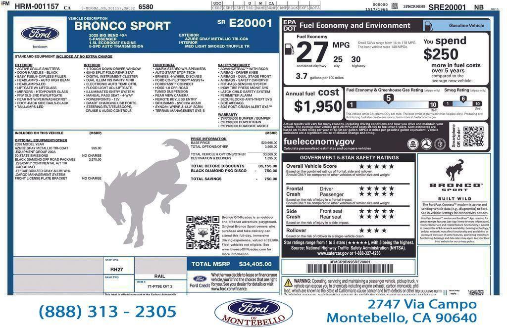 used 2025 Ford Bronco Sport car, priced at $30,405