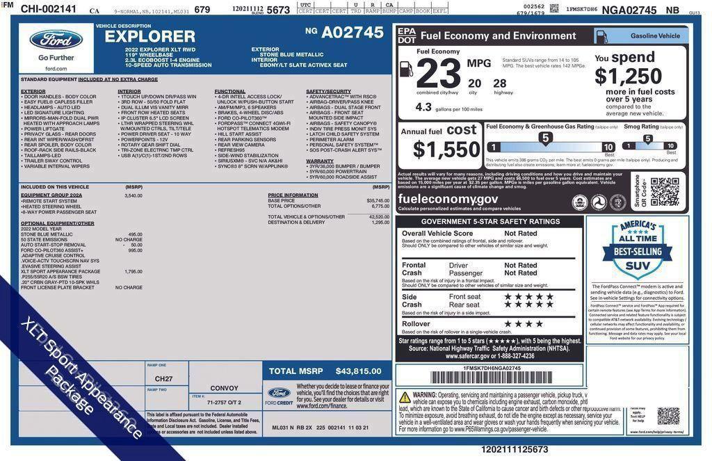 used 2022 Ford Explorer car, priced at $26,988