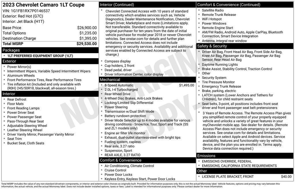 used 2023 Chevrolet Camaro car, priced at $26,988